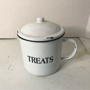 White  vintage enamel treat canister